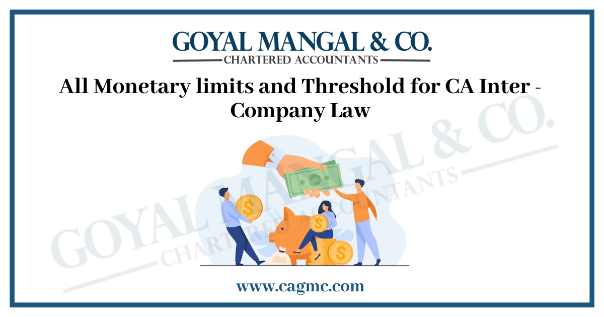 Threshold Limit under Companies Act Threshold Limit under Companies Act